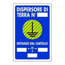 CARTELLO SEGNALE DI PLASTICA DISPERSORE DI TERRA MM.300X200